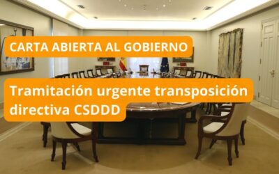 Exigimos al Gobierno la transposición urgente de la Directiva de Diligencia Debida en materia de sostenibilidad (CSDDD)