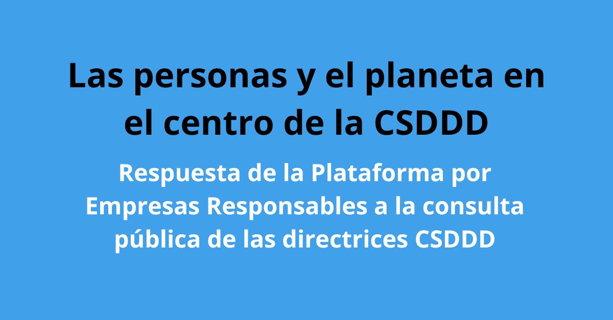 Propuesta PER a la consulta publica Comisión Europea sobre la guía de aplicación de la CSDDD